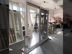 थर्मल ब्रेक एल्यूमीनियम स्लाइडिंग ग्लास दरवाजा मैनुअल रोलर शटर डबल टेम्पर्ड ग्लास